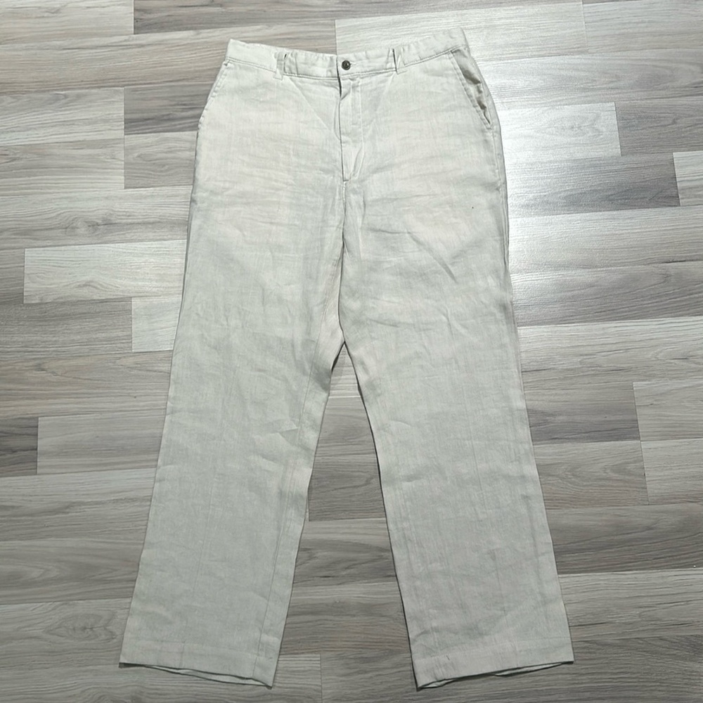 CARIBBEAN Men’s Cream Pants 34x32 Linen Blend Vacay Casual NC0050